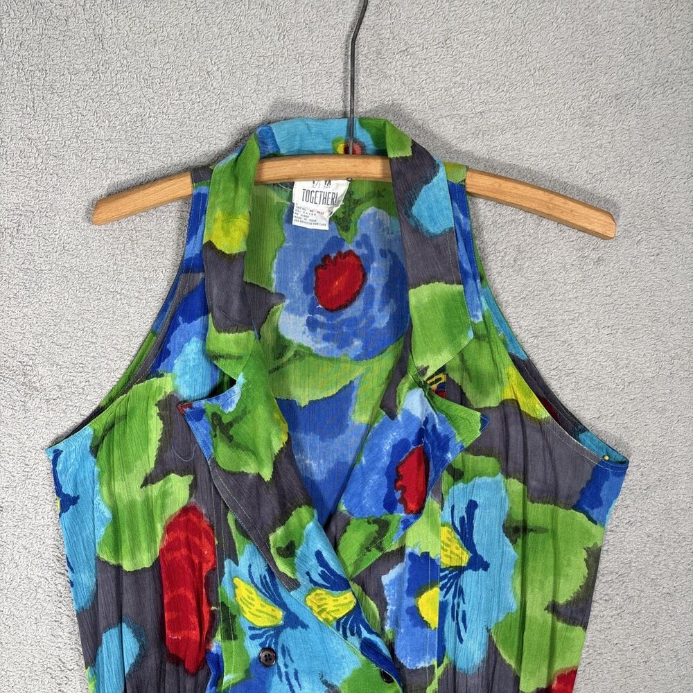 Vintage Together Maxi Dress Size 10 Double Breasted 50s Inspired Day Dress Artsy - Picture 3 of 15